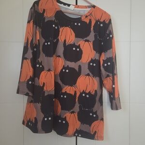 Halloween Cat and Pumpkin Tunic